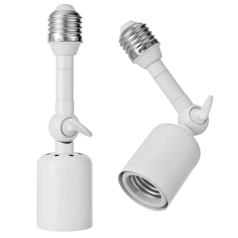 2-Pack Heavy Duty Light Socket Extender, E26/E27 360° Adjustable Extension Adapter For High Power Bulbs,Outdoor/Indoor