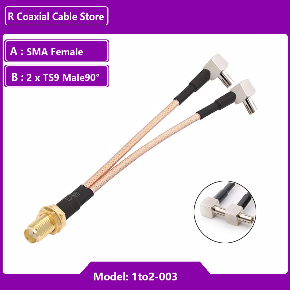 SMA Femaleto 2xCRC9/SMA/TS9 Male Connector Y Type Splitter Combiner Jumper Cable Pigtail RG316 Cable for 4G Antenna Modem router