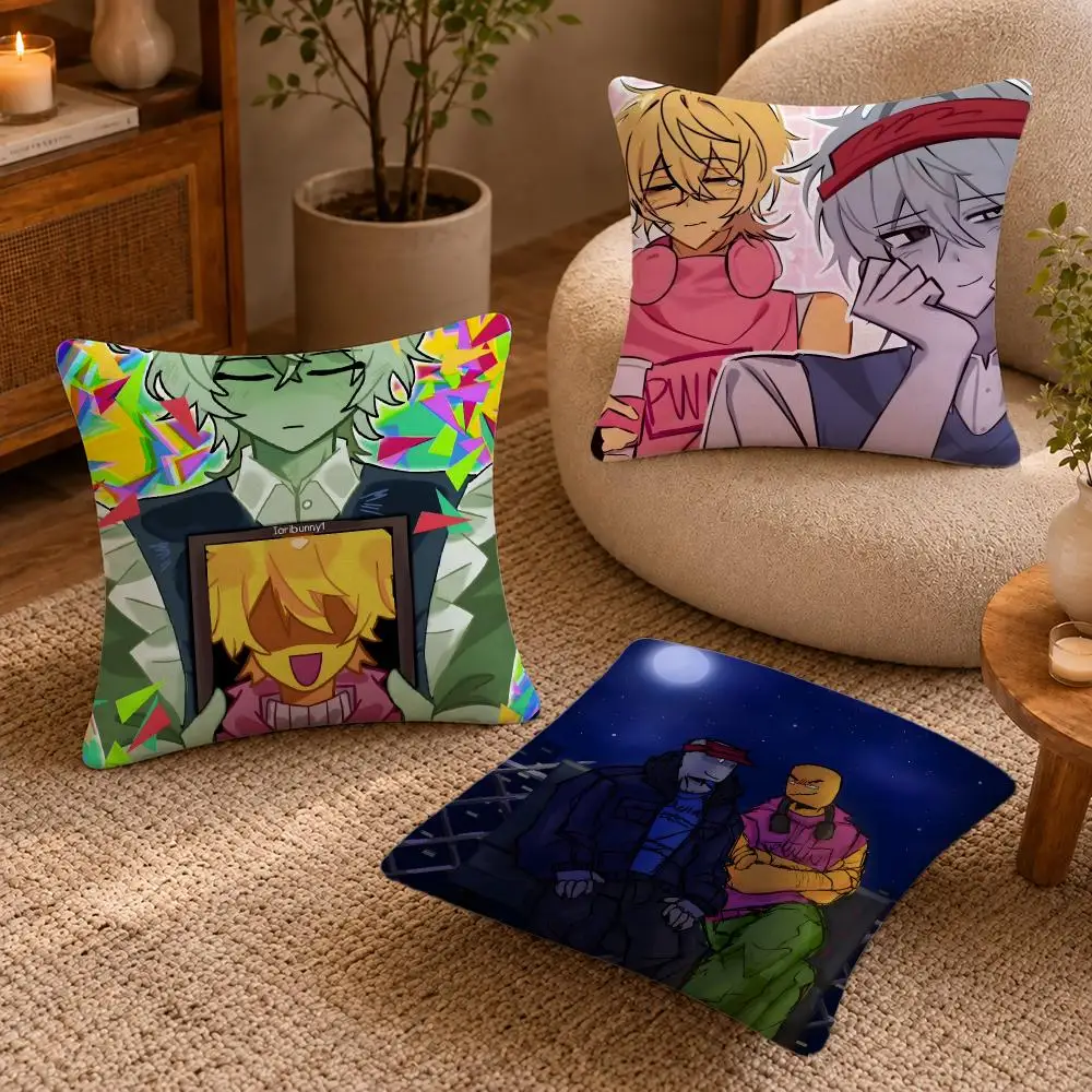 Bad Things A-Andrew x Ivan Cushion Cover Short-Plush Cushion Cover Pillowcase — Suitable for Sofas Bedrooms and Home Decor