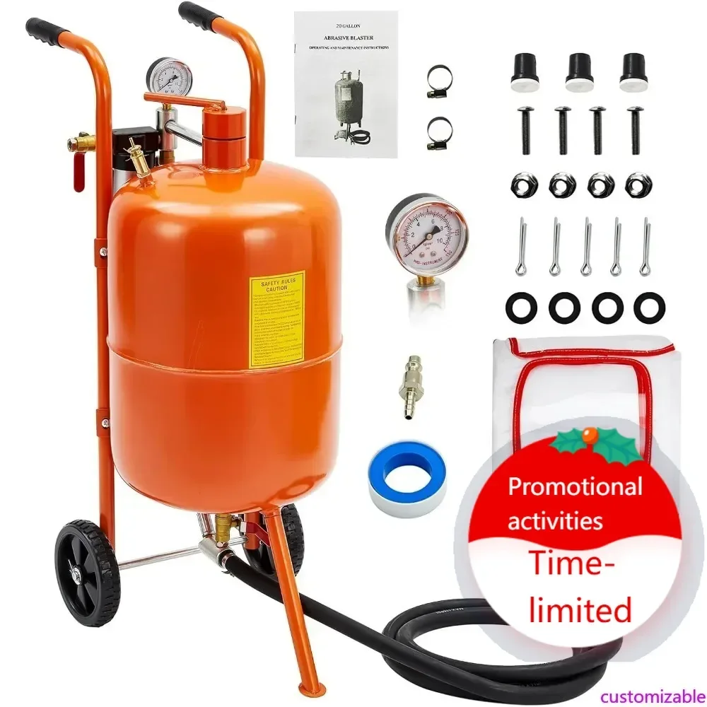 

Hot salesPortable 20 Gallon Sand Blasting Kit with 60-110 Psi Pressure, 4 Ceramic Nozzles, and Oil-Water Separator