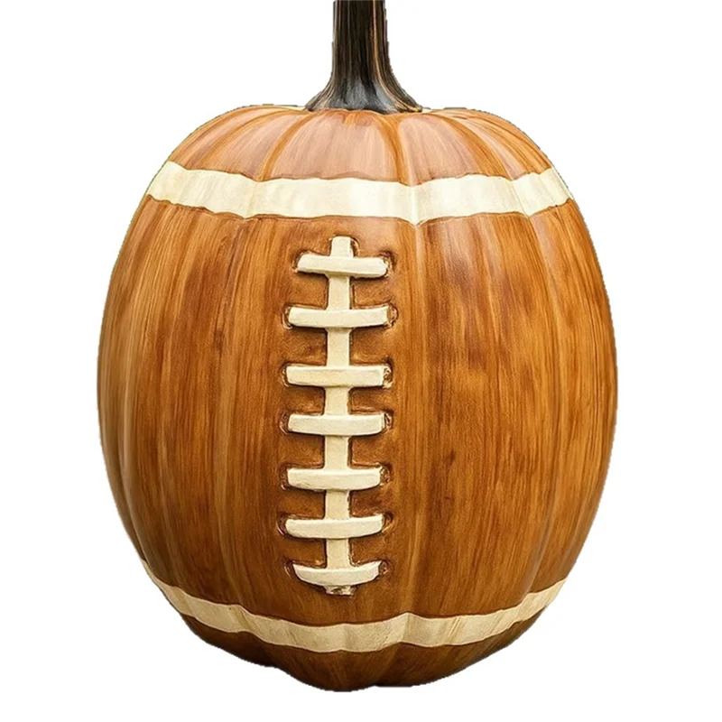 A93Z Football Pumpkins Halloween Resin Ornament, Fall Desktop Figurine For Indoor Outdoor Living Room Decoration