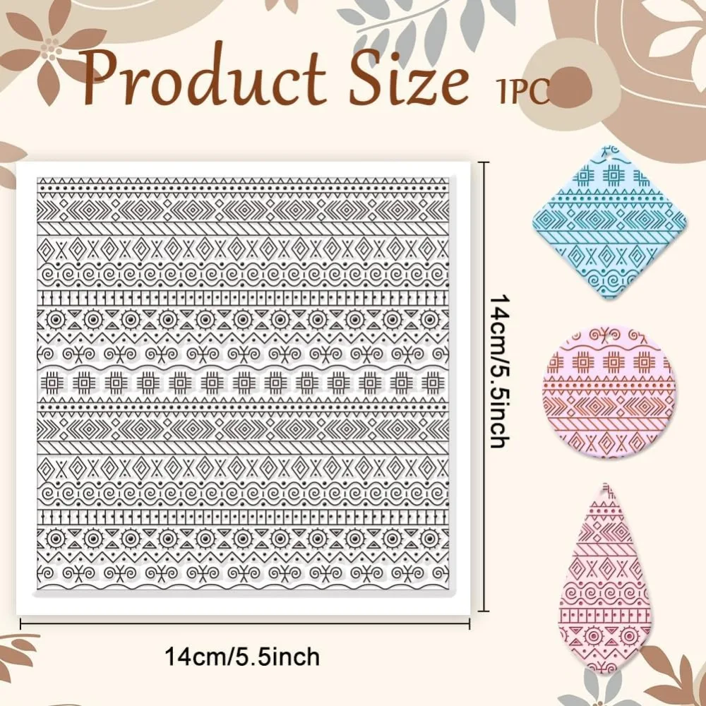 Textile Geometric Silicone Texture Stamp Polymer Clay Molds DIY Clay Texture Tools for Clay Pottery Earring Jewelry Making Stamp - view 2