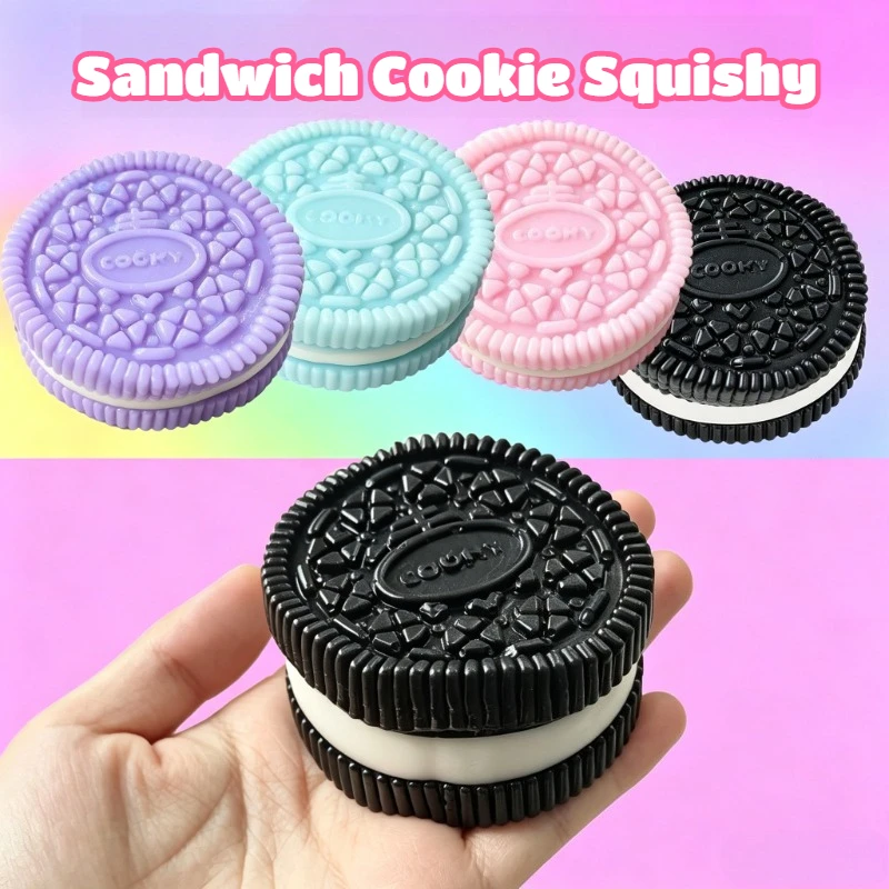 Silicone Sandwich Cookie Squishy Soft Touch Slow Rebound Stress Relief Pinch Toy Fidget Decompression Holiday Gifts for Friends