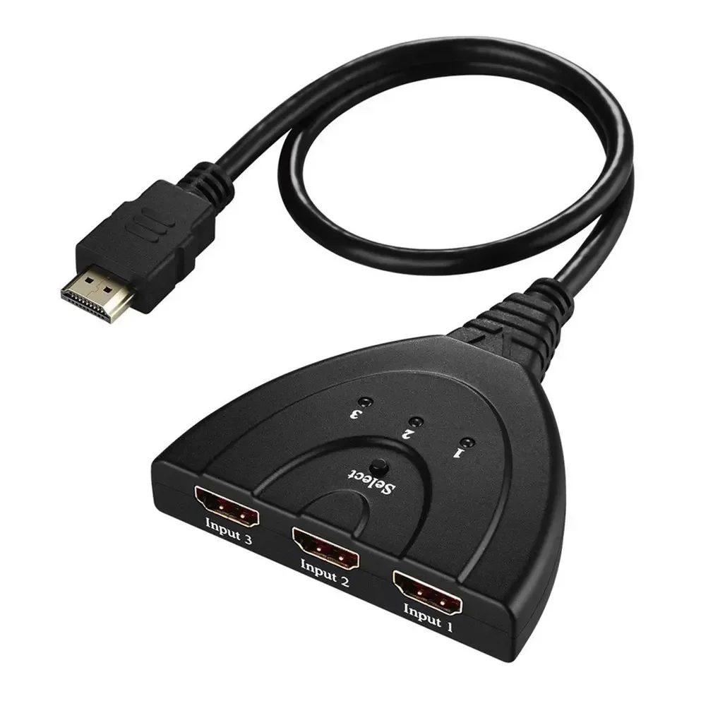 Conmutador compatible con HDMI de 1080P, divisor de vídeo 3 en 1, Mini interruptor compatible con HDMI de 3 puertos para DVD, HDTV, Xbox, PS3, PS4