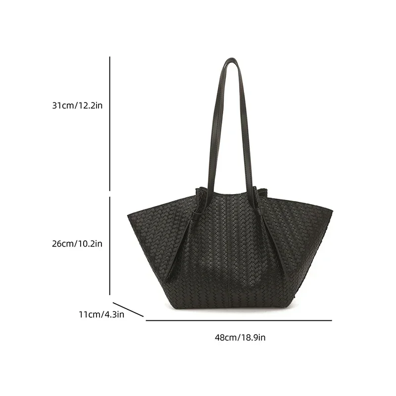 Strohgewebte Tragetasche im Wing-Stil, Designer-Umhängetasche für den Arbeitsweg, koreanische Sommer-Nischen-Handtasche mit großem Fassungsvermögen für Damen – Detail 1