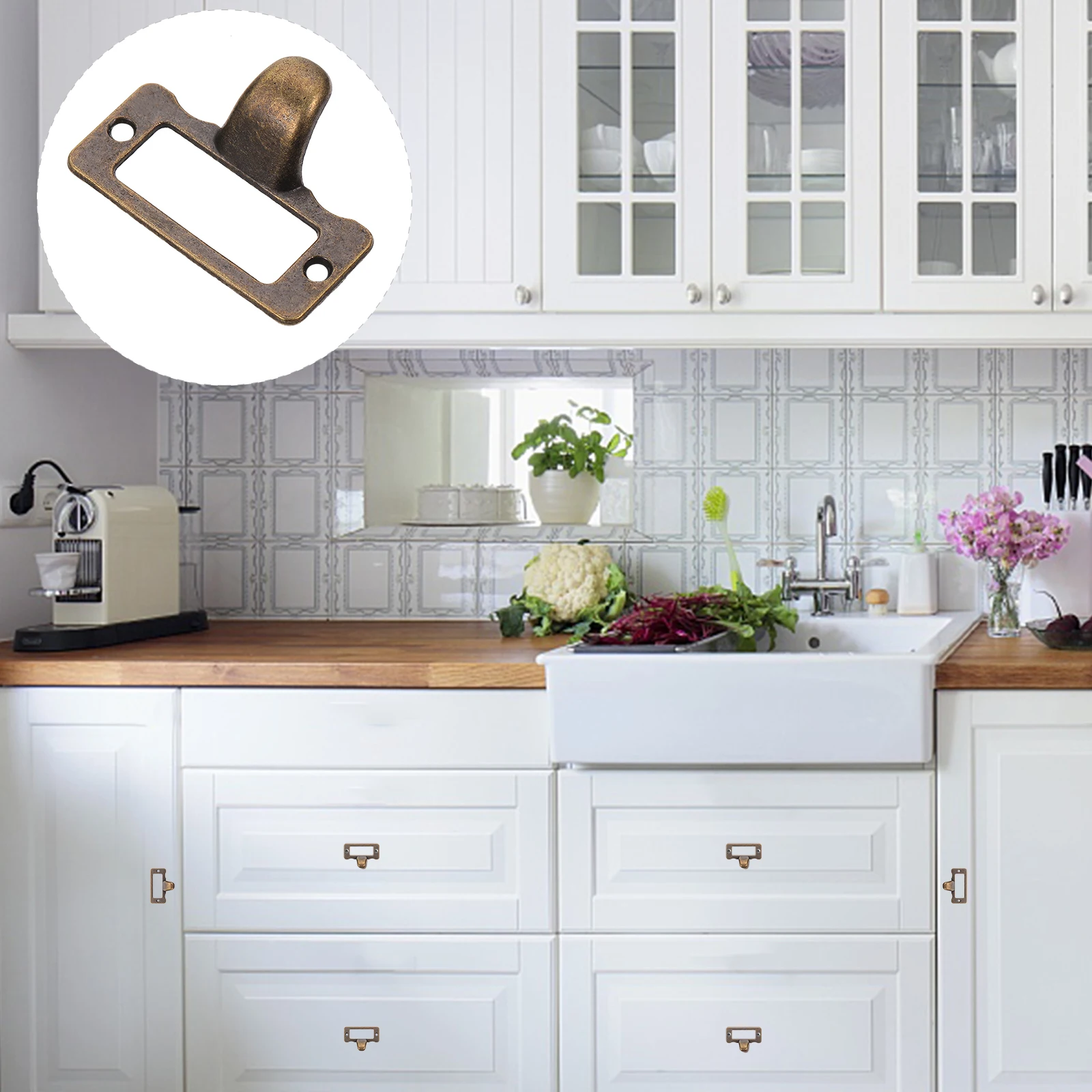 

10Pcs Drawer Label Pull Handles Zinc Alloy Retro Design Cabinet Frame Handle Furniture Accessories for Office Library Post