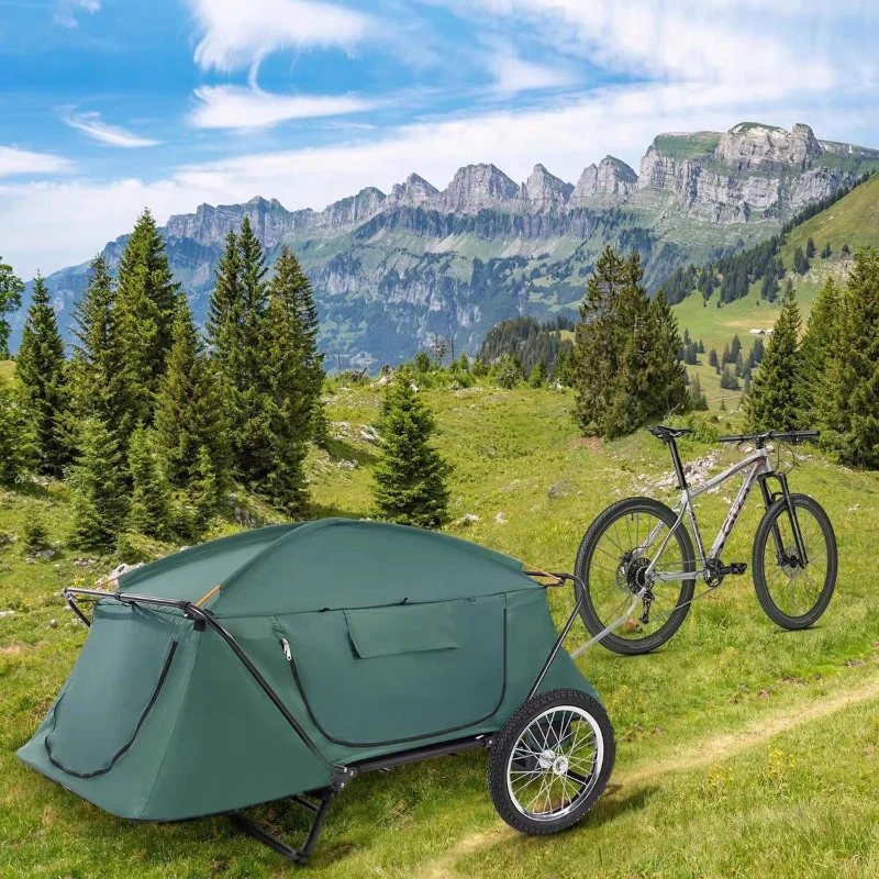

Electric Bike Mountain Bike Camping Trailer, Outdoor Camper Vehicle, Cycling Camping Equipment Off-Ground Tent