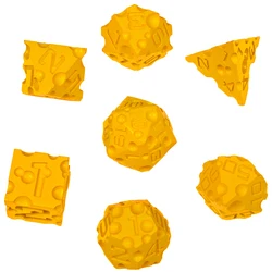 DND Cheese Dice 3D Printed 7PCS Polyhedral Food Themed Dice Set Great for Dungeons and Dragons, Pathfinder, Tabletop RPG