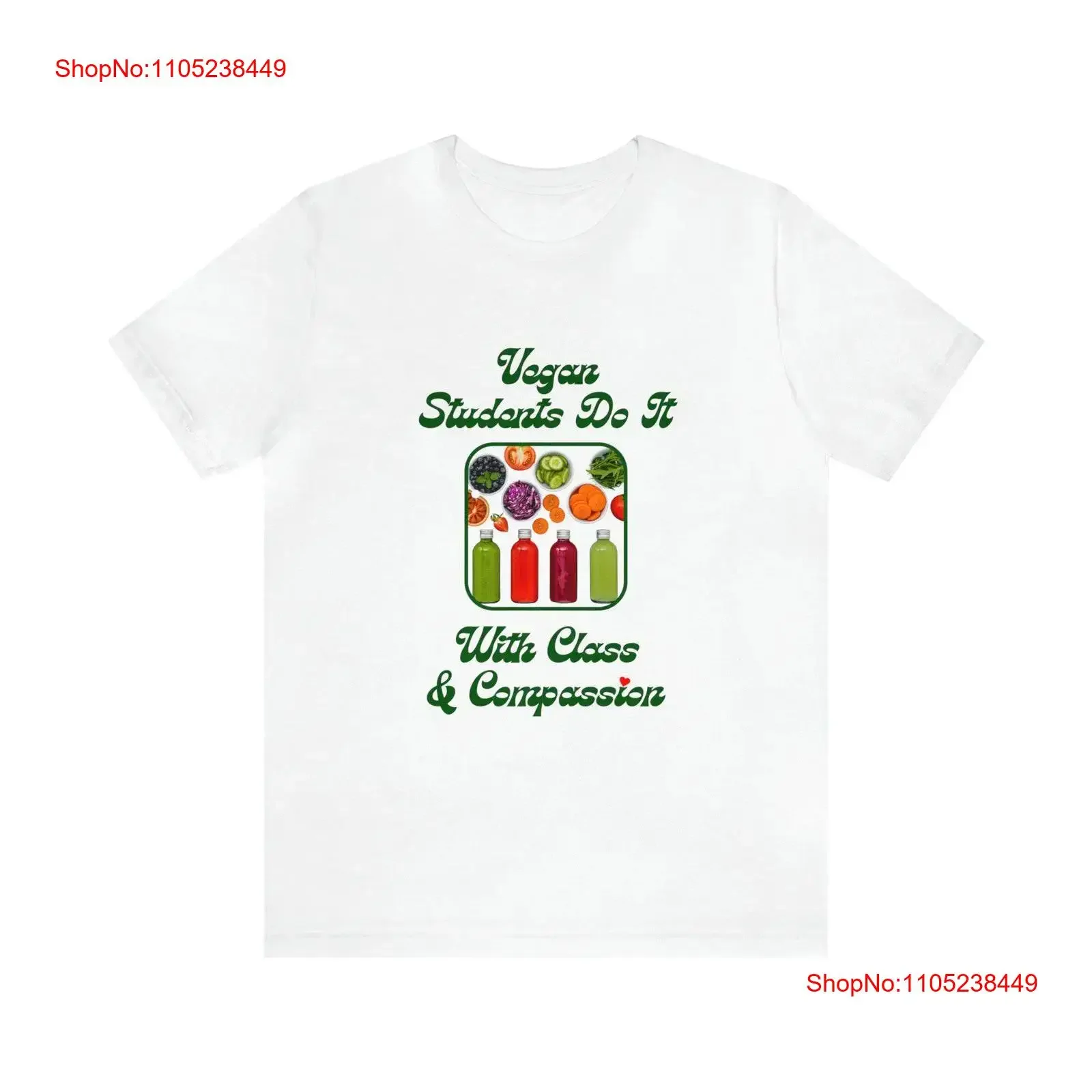 T-shirt en jersey pour étudiants végétaliens, Do It With Class Compassion, pour promouvoir l'écologisme et une alimentation à base de plantes, v1a vintage