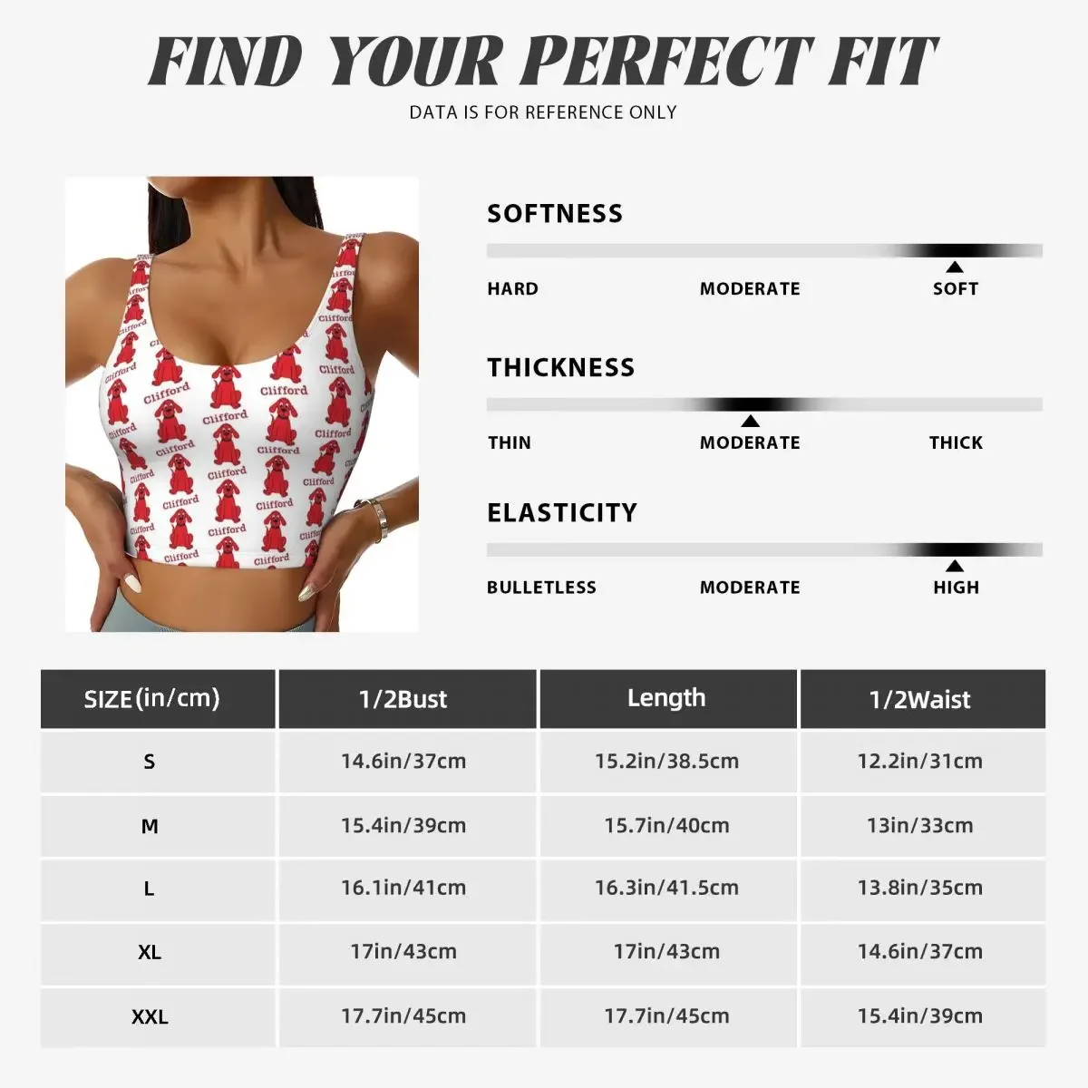 Custom Clifford The Big Red Dog Women Sports Vest Bra Gym Workout High Impact Yoga Crop Tank Top view 4