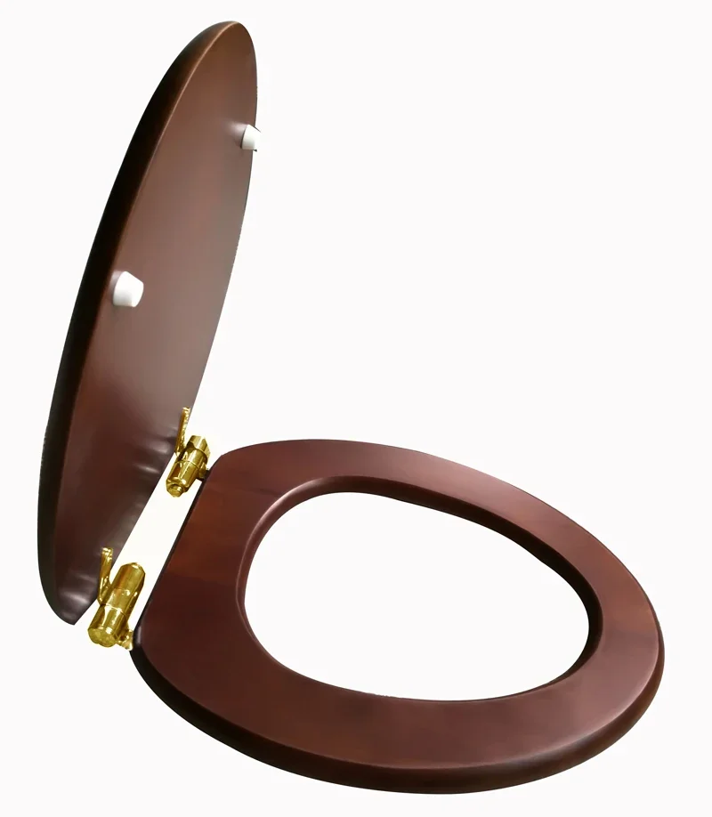 

Universal Thickened Seat Ring, Solid Wood Toilet Seat Cover, Black Walnut, Stainless Steel, Cushioning, Sagging Hinge Seat