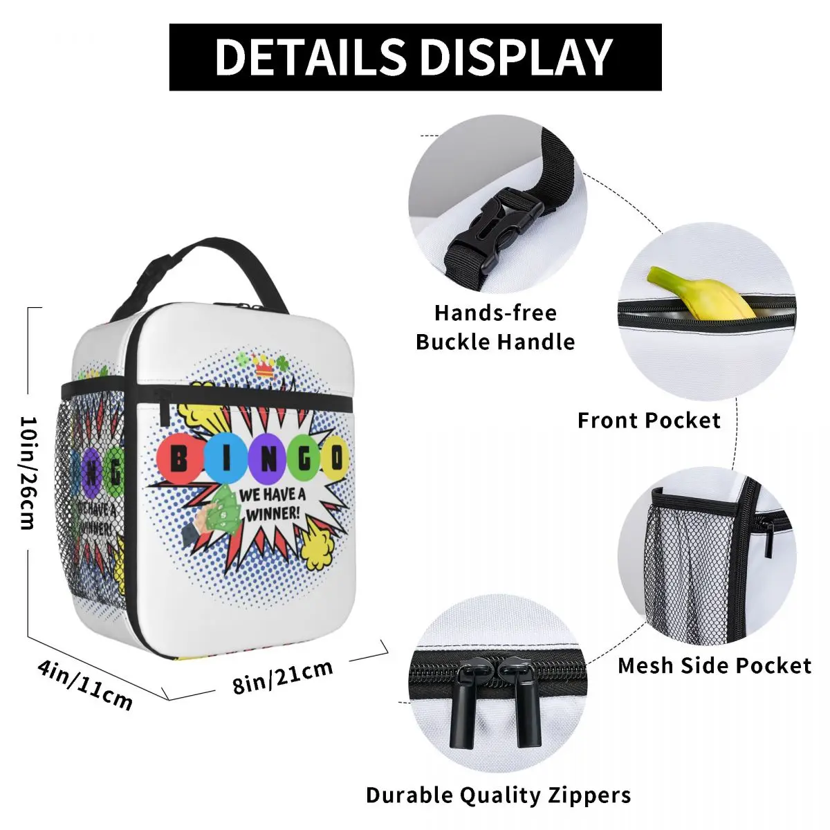 بينغو لدينا الفائز معزول حقيبة حمل الغداء للنساء ورقة لعبة قابلة لإعادة الاستخدام الحرارية برودة بينتو صندوق أطفال أطفال المدارس