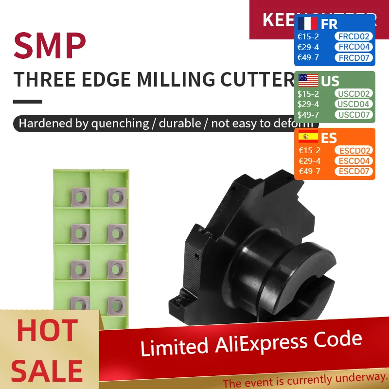 

Three-sided edge milling cutter SMP 06/08/12 63mm-125mm FMB22 T-slot side milling cutter head for MPHT YBG302 milling inserts