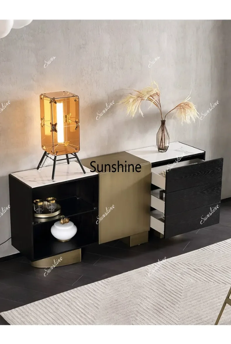 

Italian light luxury solid wood dining side cabinet large apartment foyer locker