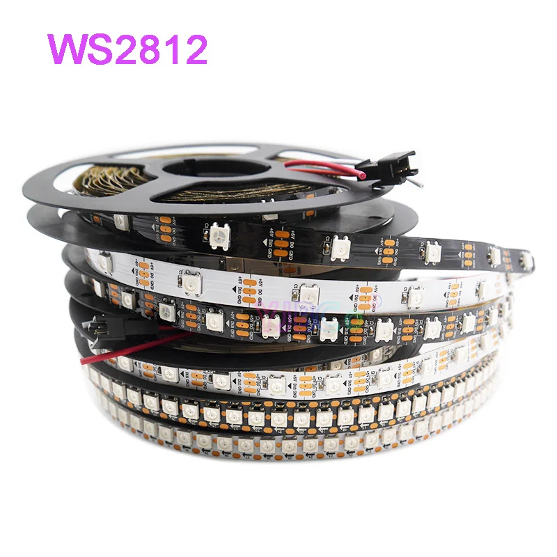 

WS2812B LED Strip Individually Addressable 30/60/74/96/144 pixels/m WS2812 RGB Lights 1/2/3/4/5m Black White PCB IP30 65 67 5V