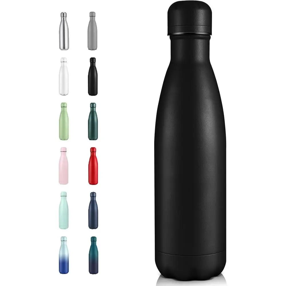 Double-Walled Vacuum Insulated Stainless Steel Water Bottle - 17 oz, Keeps Cold for 24 Hours and Hot for 12, Available in 1, 4,