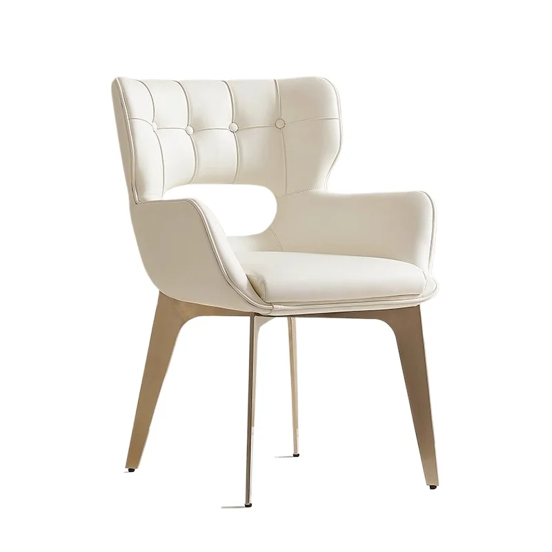 

Designer's new Italian minimalist leather dining chair, home backrest desk armchair, restaurant master chair