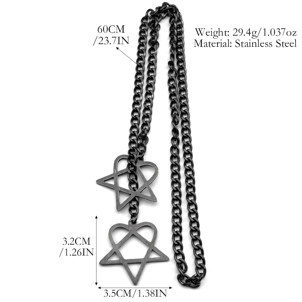 Rock Musik Band Ihn Knebelkette Für Frauen Männer Edelstahl Schwarz Goth Heartagramm Stern Mode Y Form Halskette Schmuck – Detail 3