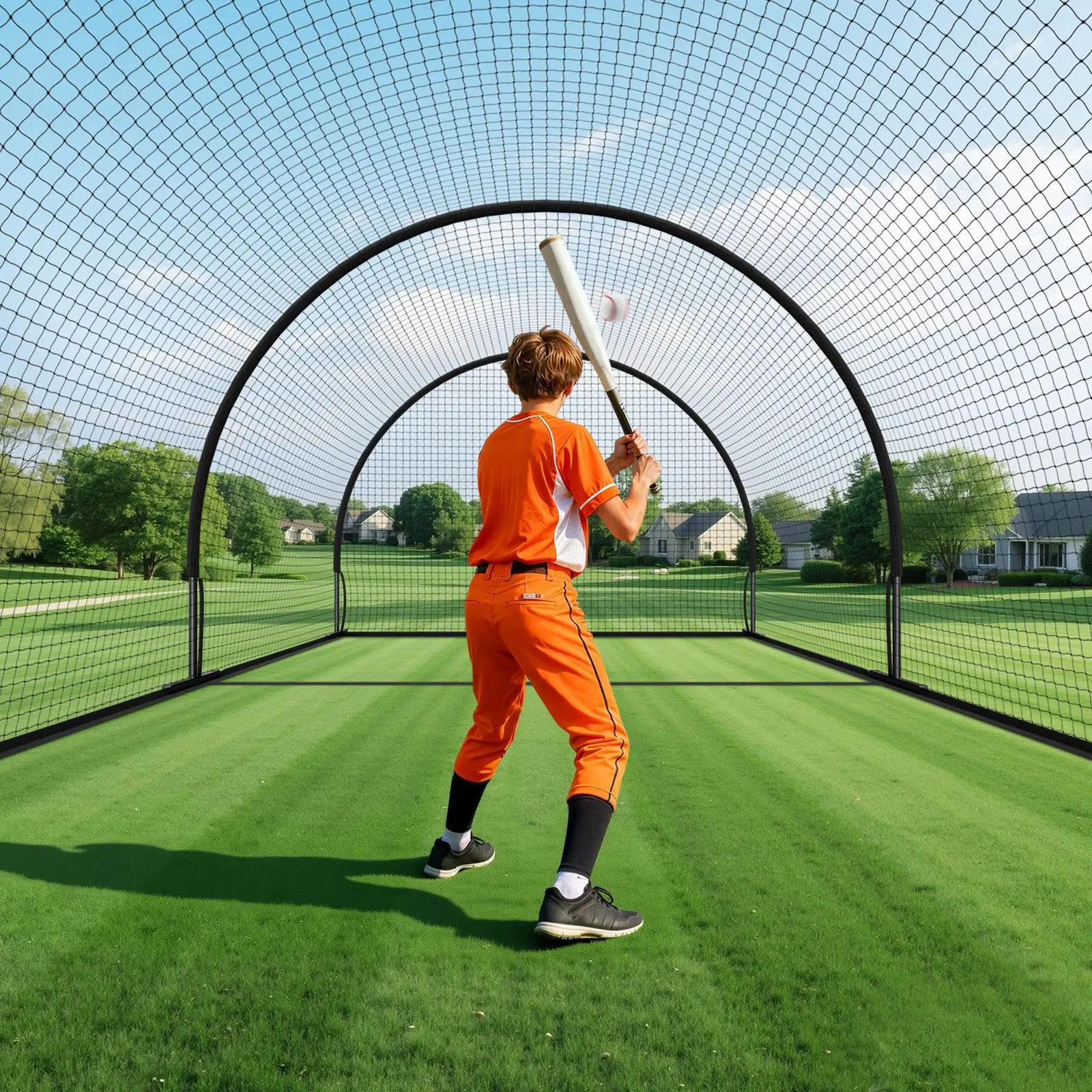 

Baseball Batting Cage, 19.9 x 12.0 x 8.2 FT Freestanding Portable Batting Cage, Hitting Cages with 30-Ply Knotted HDPE & Pitc
