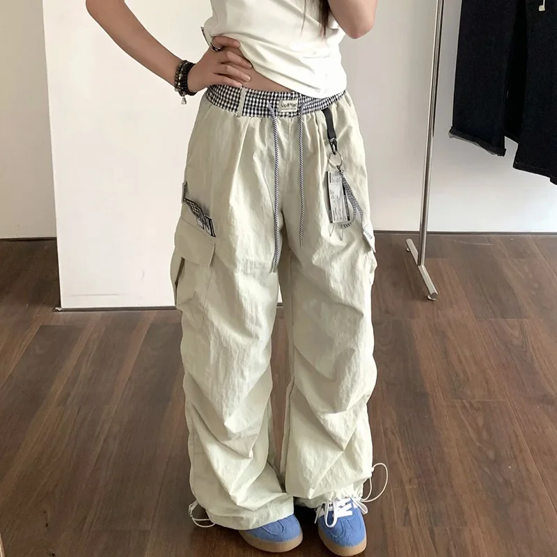 Y2K جماليات السراويل البضائع النساء خمر عادية المتضخم بنطال ذو قصة أرجل واسعة صيف جديد الشارع الشهير فضفاض الرقص بنطلون كل مباراة