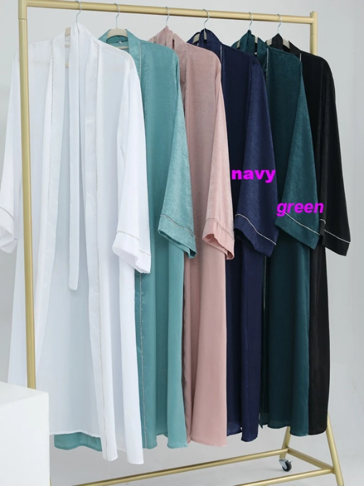 Ramadan Prayer Muslim Abaya for Women Eid Dress Diamond Morocco Lace-up Abayas Kaftan Islam Cardigan Dubai Arab Long Robe 2024