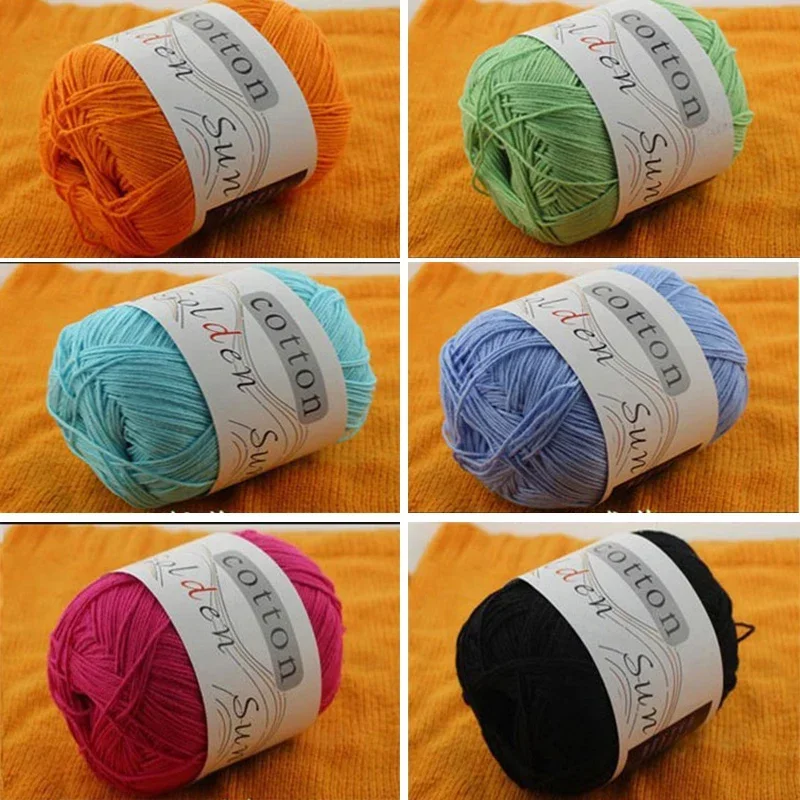 2X50g/pcs 100% Cotton Yarn for Knitting and Crochet Baby Black Sweater Hat Blanket Scarves Soft 8 Strands Thread Skin-friendly