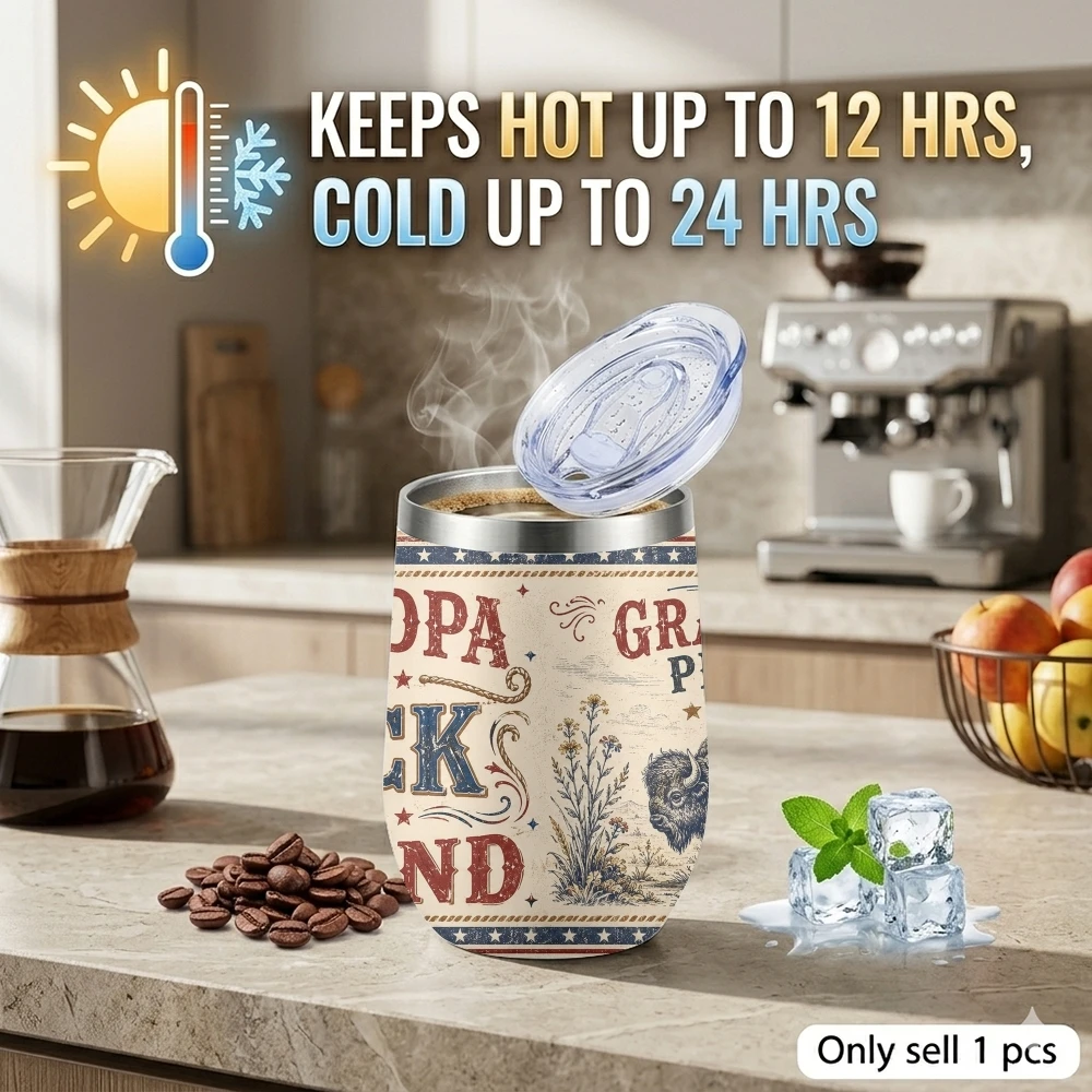 Retro Grandpa Graphics Vacuum Flasks 12oz Insulated Stainless Steel Mug with Lid Travel Tumbler Double Wall Drink Coffee Cup