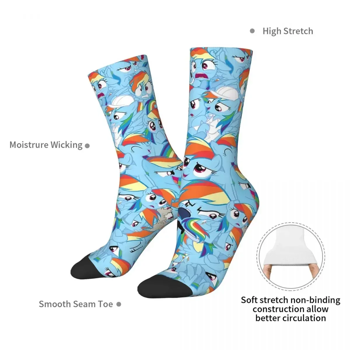 Rainbow Dash Mess Socks Harajuku High Quality Stockings All Season Long Socks Accessories for Man's Woman's Birthday Present