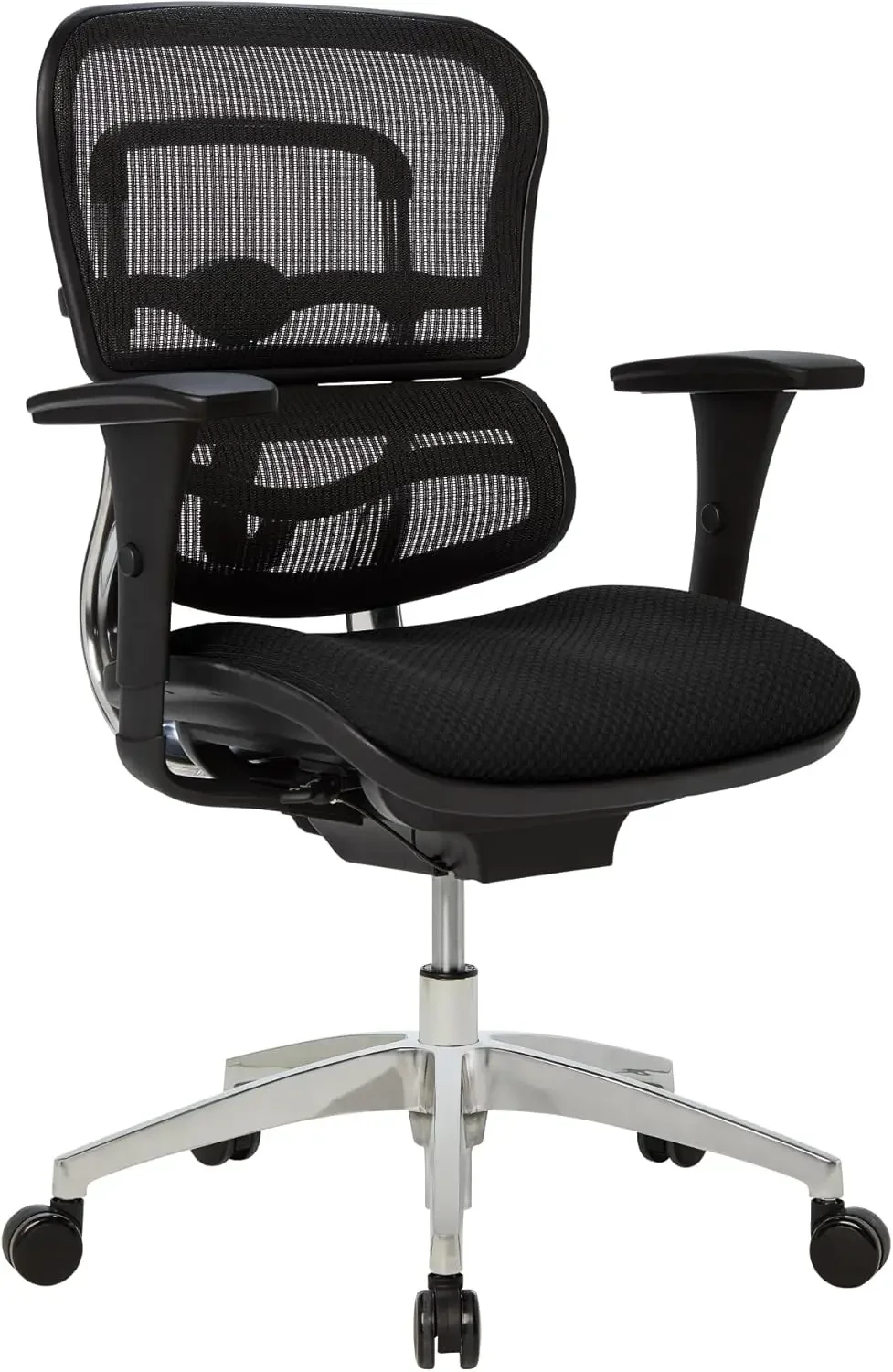 12000 Series Ergonomic Mesh/Premium Fabric Mid-Back Chair, Black/Black, BIFMA Compliant