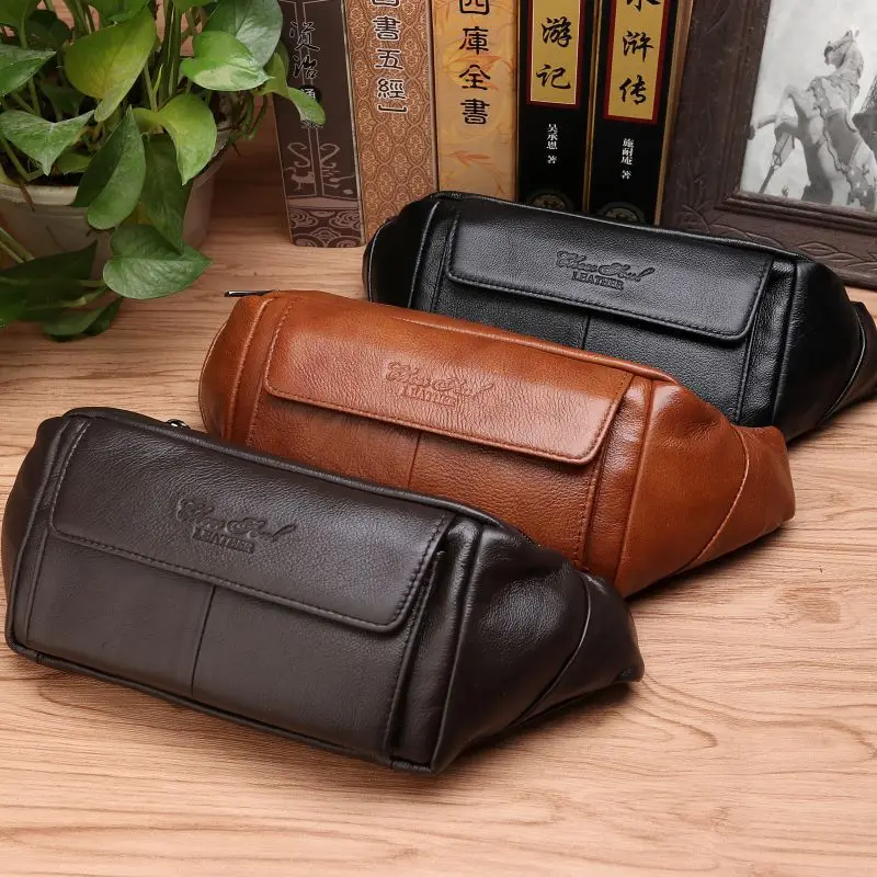 Men Waist Fanny Pack Belt Bag Genuine Leather Casual Fashion Travel Real Cowhide Male Loop Sling Chest Hip Bum Belt Bag