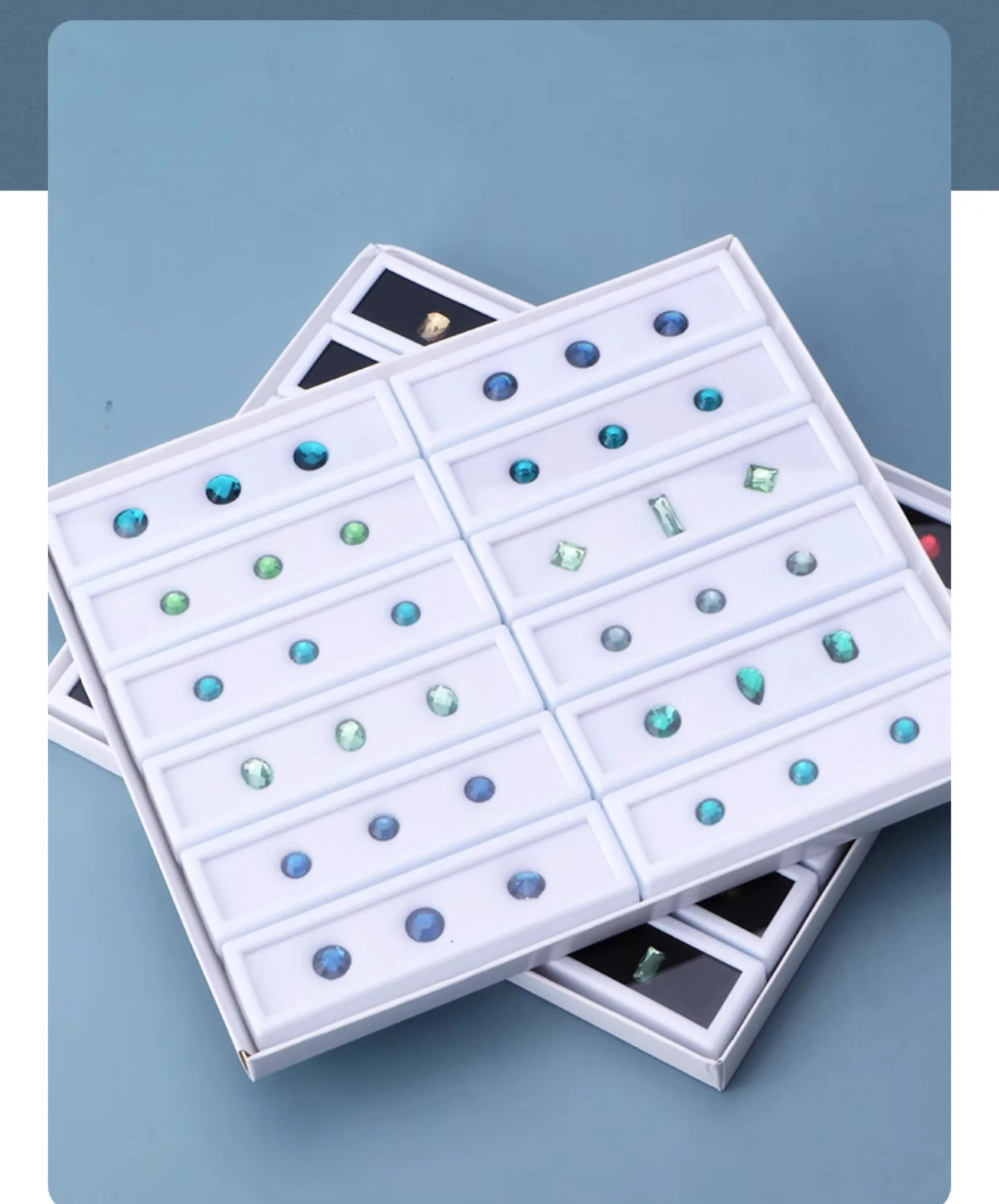 Wholesale Gem Stone Display Sponge Holder Box Jewelry Beads Container Loosing Diamond Storage Case Long Gems Box With Glass Lid