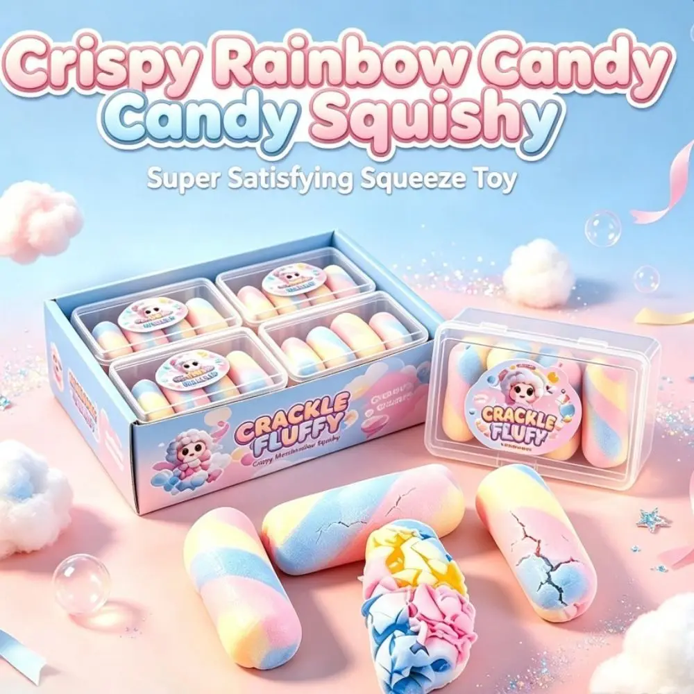 Rainbow Candy Wax Skin Squeeze Toy Non-bounce Handmade Crispy Squishy Satisfying Sound Pinch Crunchy Squeeze Kids Adults