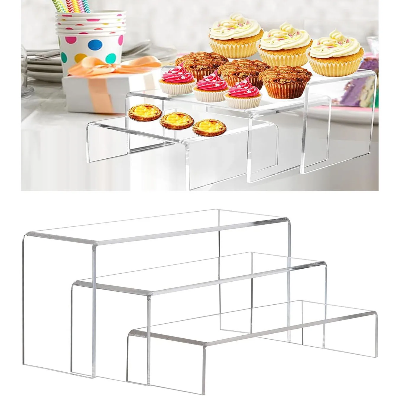 3 pieces of acrylic display shelves, POP transparent Perspex shelves, acrylic display shelves, layered plastic display shelves f