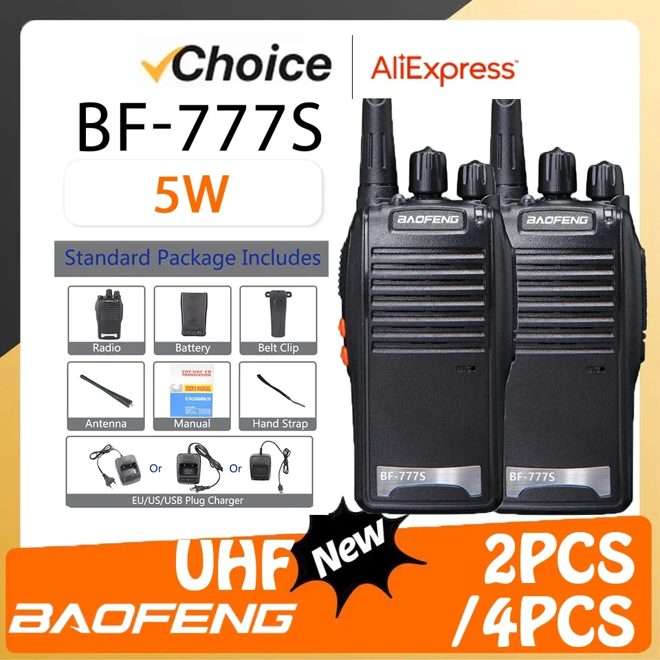 Baofeng BF-777S Original Portable Two Way Ham Radio UHF 400-470MHz Single Band 5W Professional Mini Walkie Talkie CB Transceiver