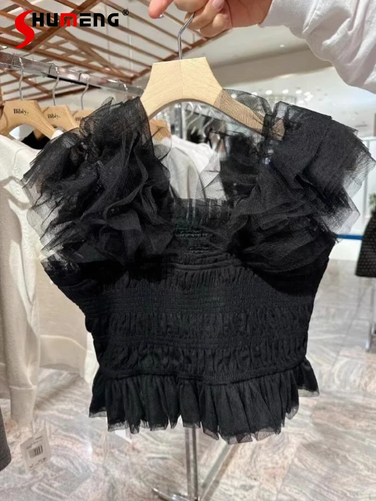 

Французские элегантные милые футболки без рукавов в стиле ретро, летние женские повседневные базовые жилеты в японском стиле для девочек, повседневный тонкий камзол Mujer