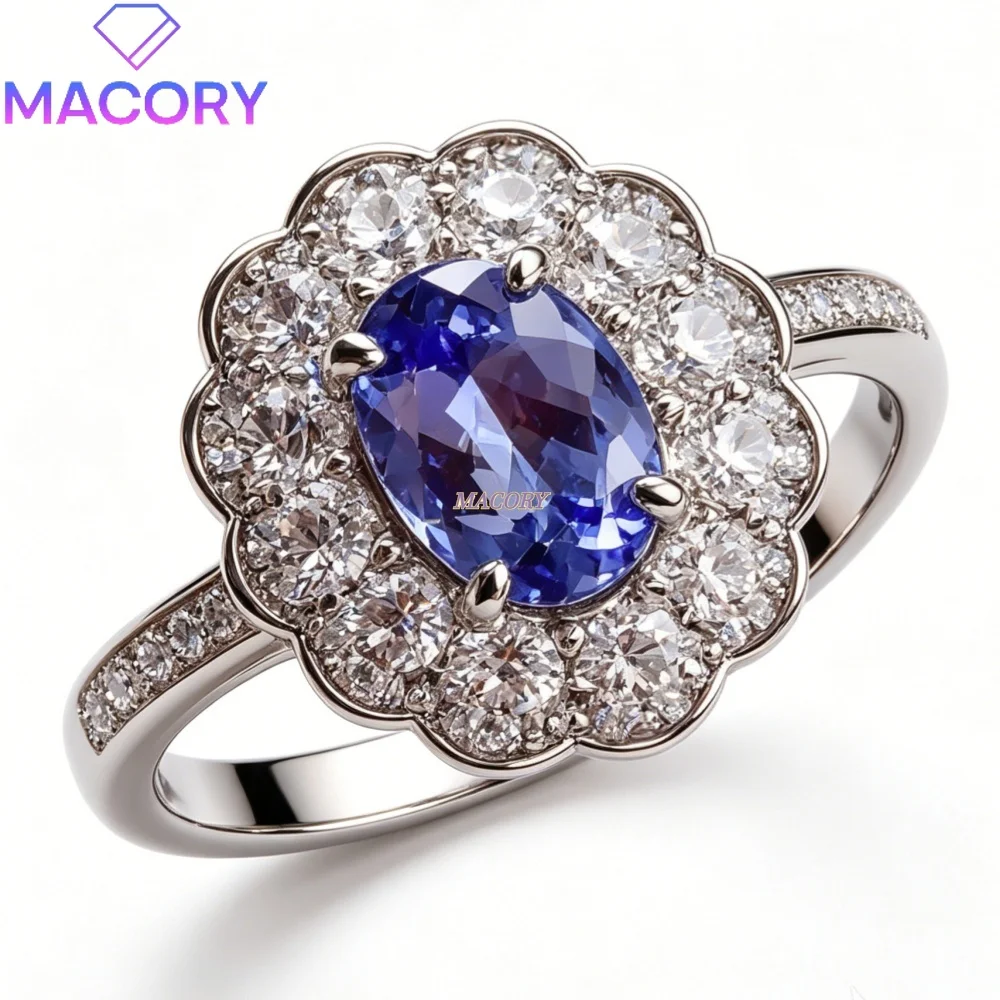 Natural Tanzanite Ring 925 Sterling Silver Exquisite Fashionable Vintage Style Suitable for Banquets Weddings Parties