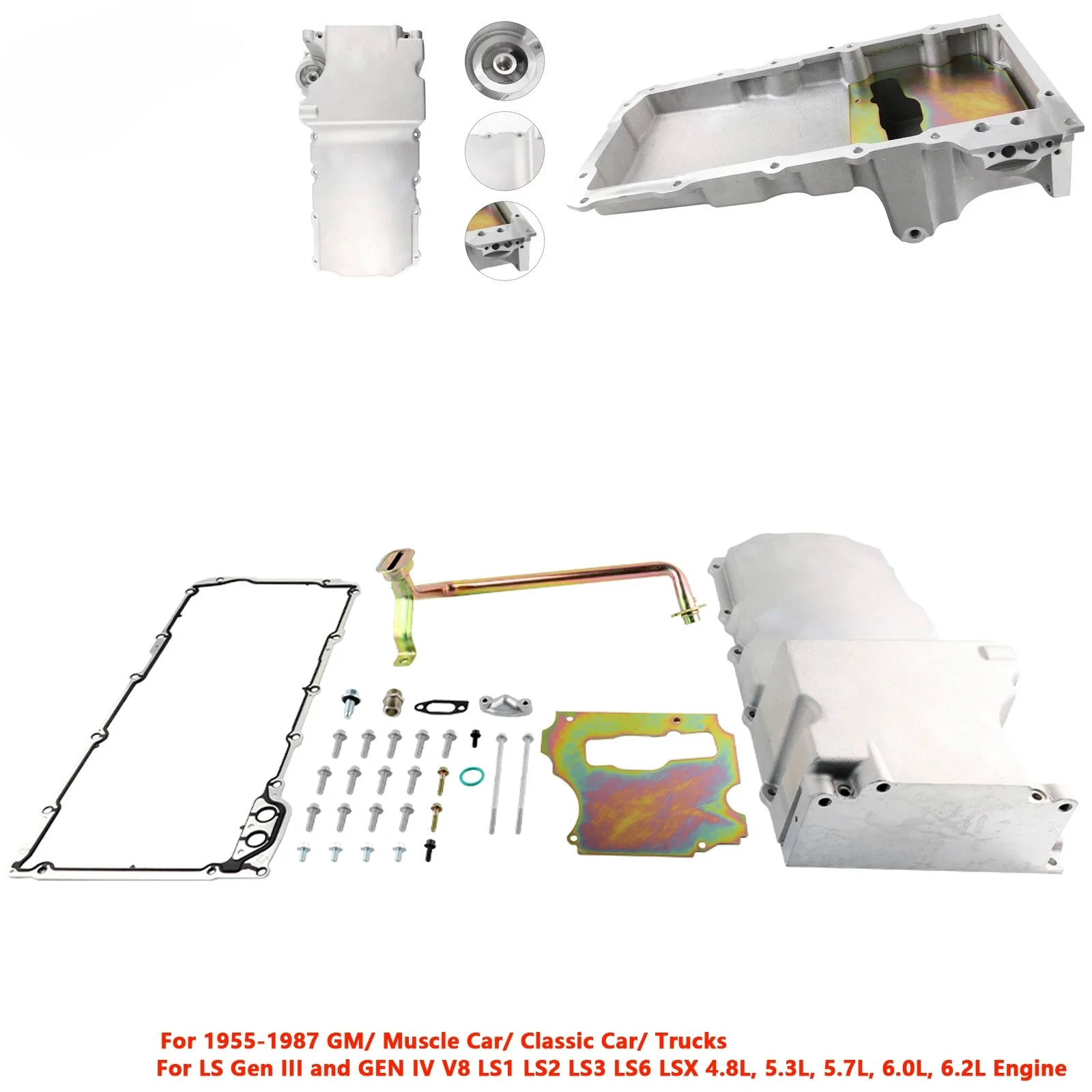 LS Swap Retrofit Low Profile Oil Pan Kit Conversions for 55-87 GM LS Gen III IV V8 LS1 LS2 LS3 LS6 LSX 4.8L 5.3L 5.7L 6.0L 6.2L