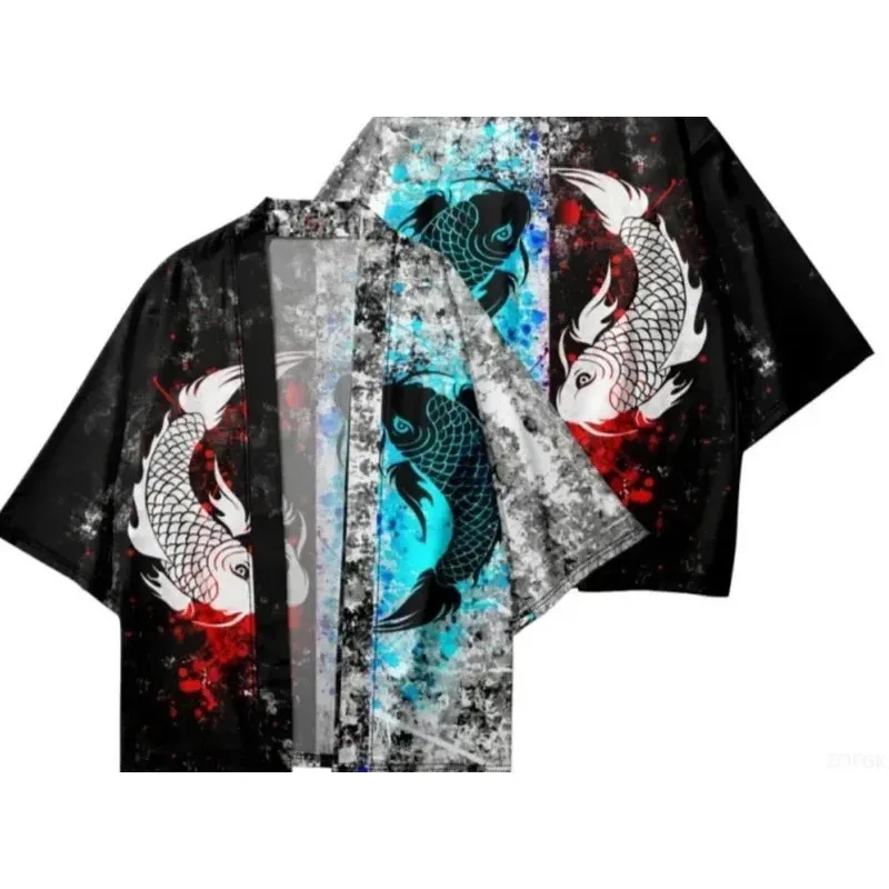 أزياء الساموراي اليابانية للأولاد والبنات والأطفال أزياء الشارع التقليدية بطباعة ثلاثية الأبعاد عناصر كوي كيمونو علوي #4