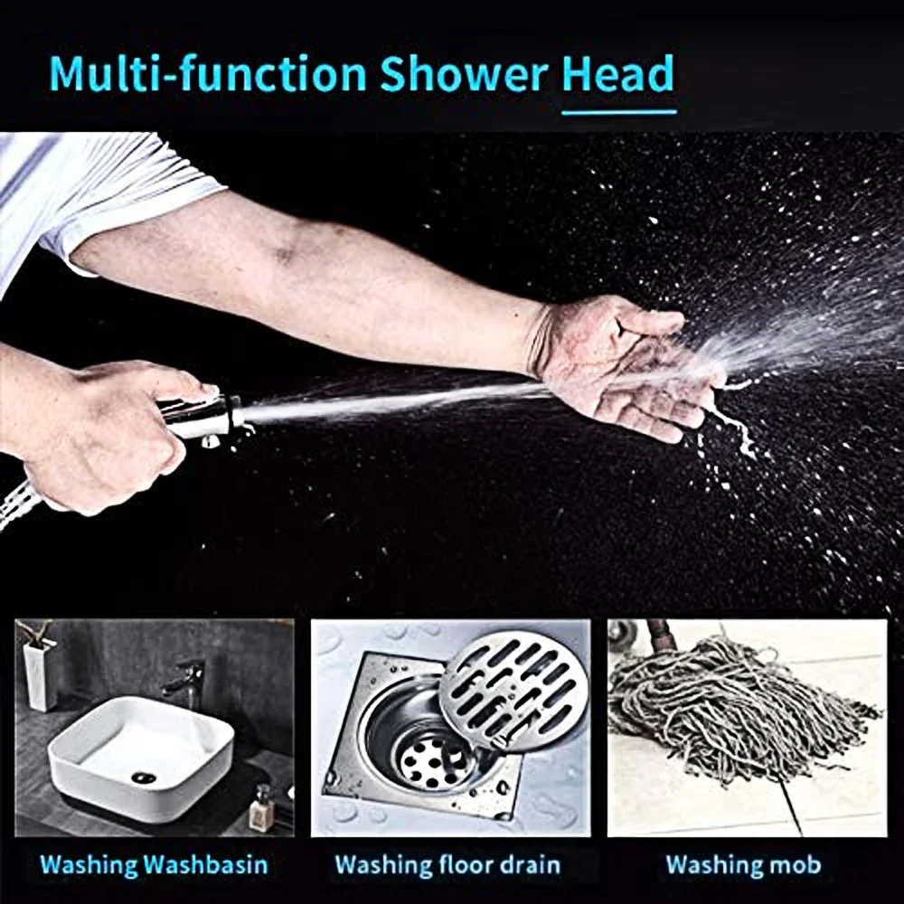 ABS 3 Modes Adjustable Handheld Bathroom Shower Head with Stop Button Saving Water High Pressure Shower Head