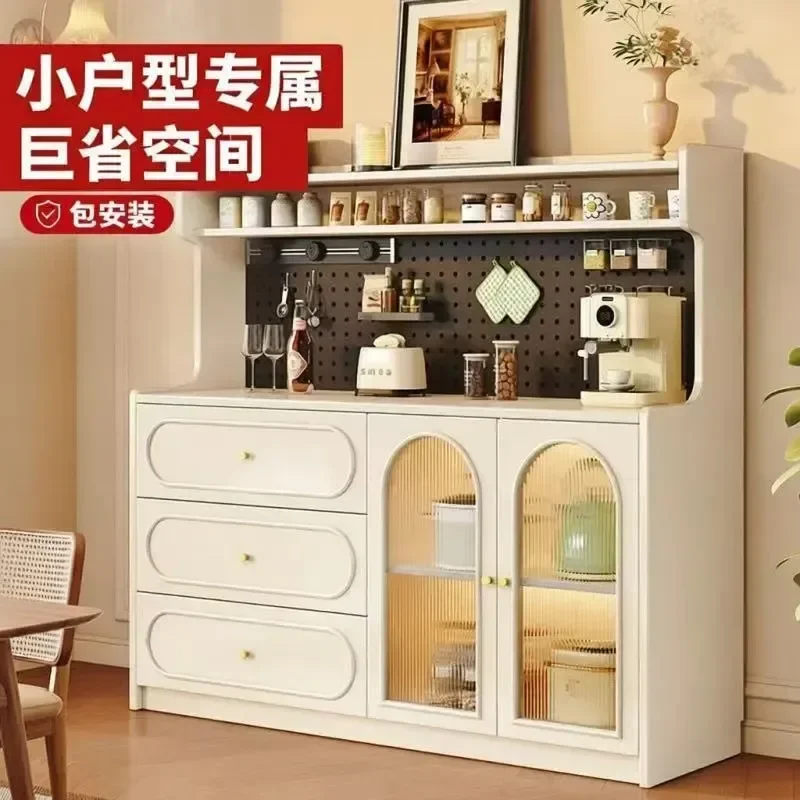 Solid Wood Side Cabinet Simple Living Room Integrated Wall Tea Cabinet Kitchen Storage Locker Wine Cabinet