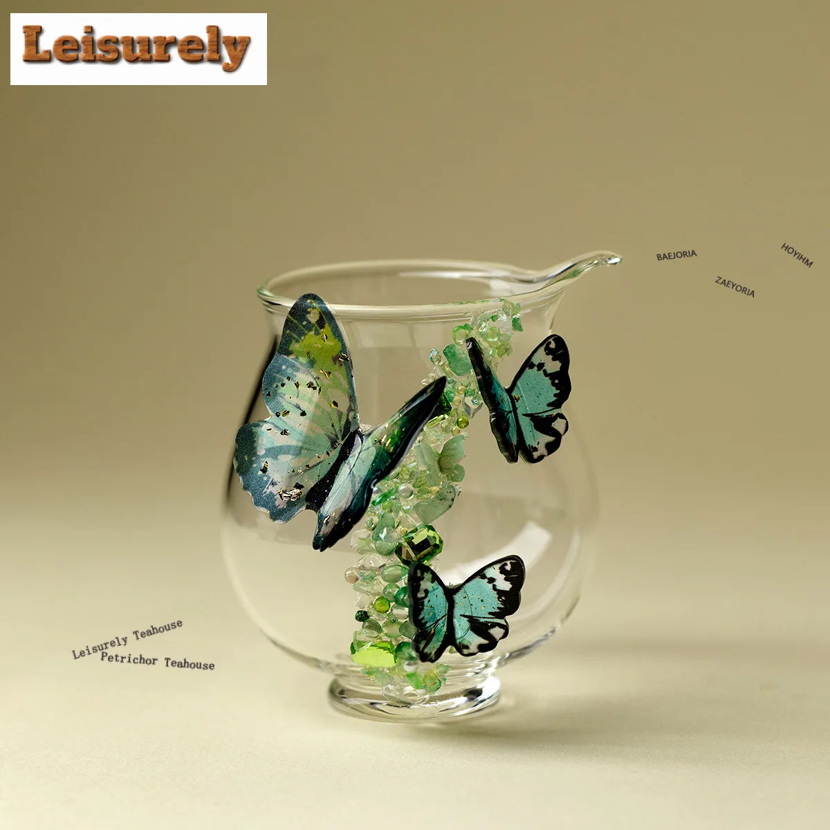 

150ml Flower Butterfly Glass Tea Pitcher Handmade Divide Tea Sharing Pot Cha Hai Dispenser Justice Cup Fair Mug Cha Supplies
