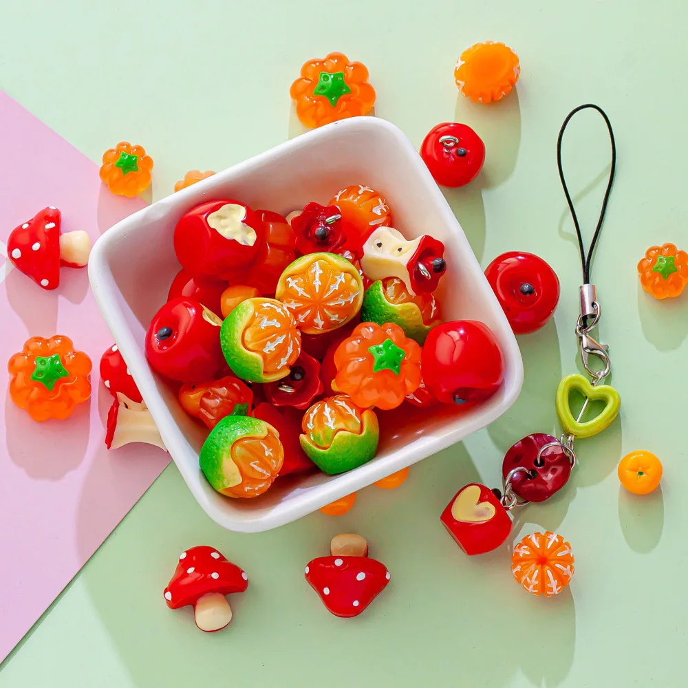 10pcs/Lot Miniature Fruit Resin Pendants 3D Apples Charms For DIY Earring Keychain Jewelry Making Supplies Crafts Accessories