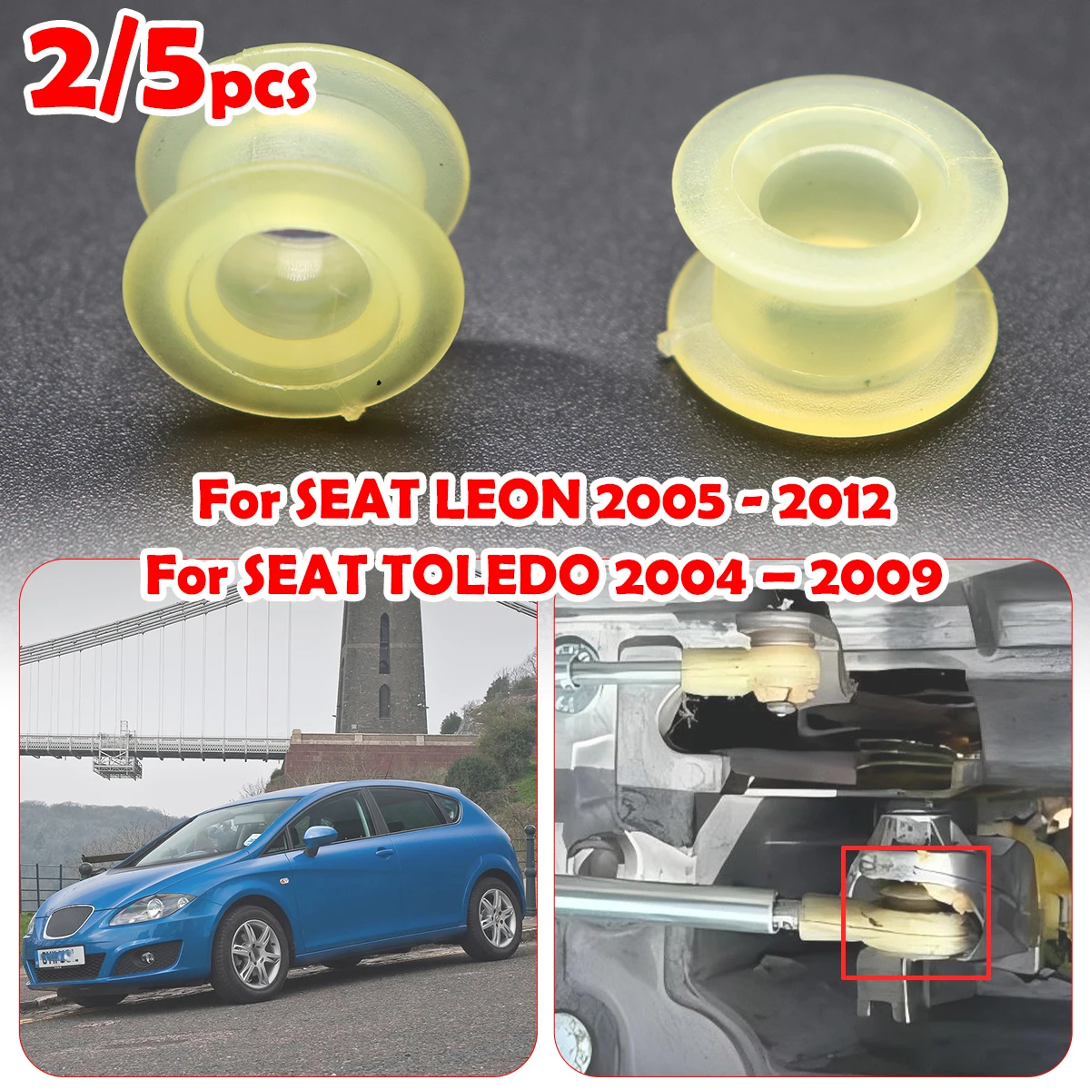 

2/5pc Gearbox Shifter Cable End Saver Bushing Selector Lever Trambulator Repair Kit For SEAT LEON 2005 - 2012 TOLEDO 2004 – 2009