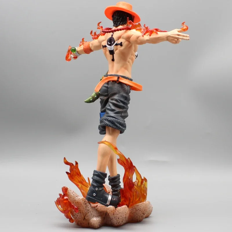 28cm One Piece Anime Flame Ace Figure Collection Scene Gk Action Figurine Pvc Model Toy With Light Decoration Ornament Doll Gift