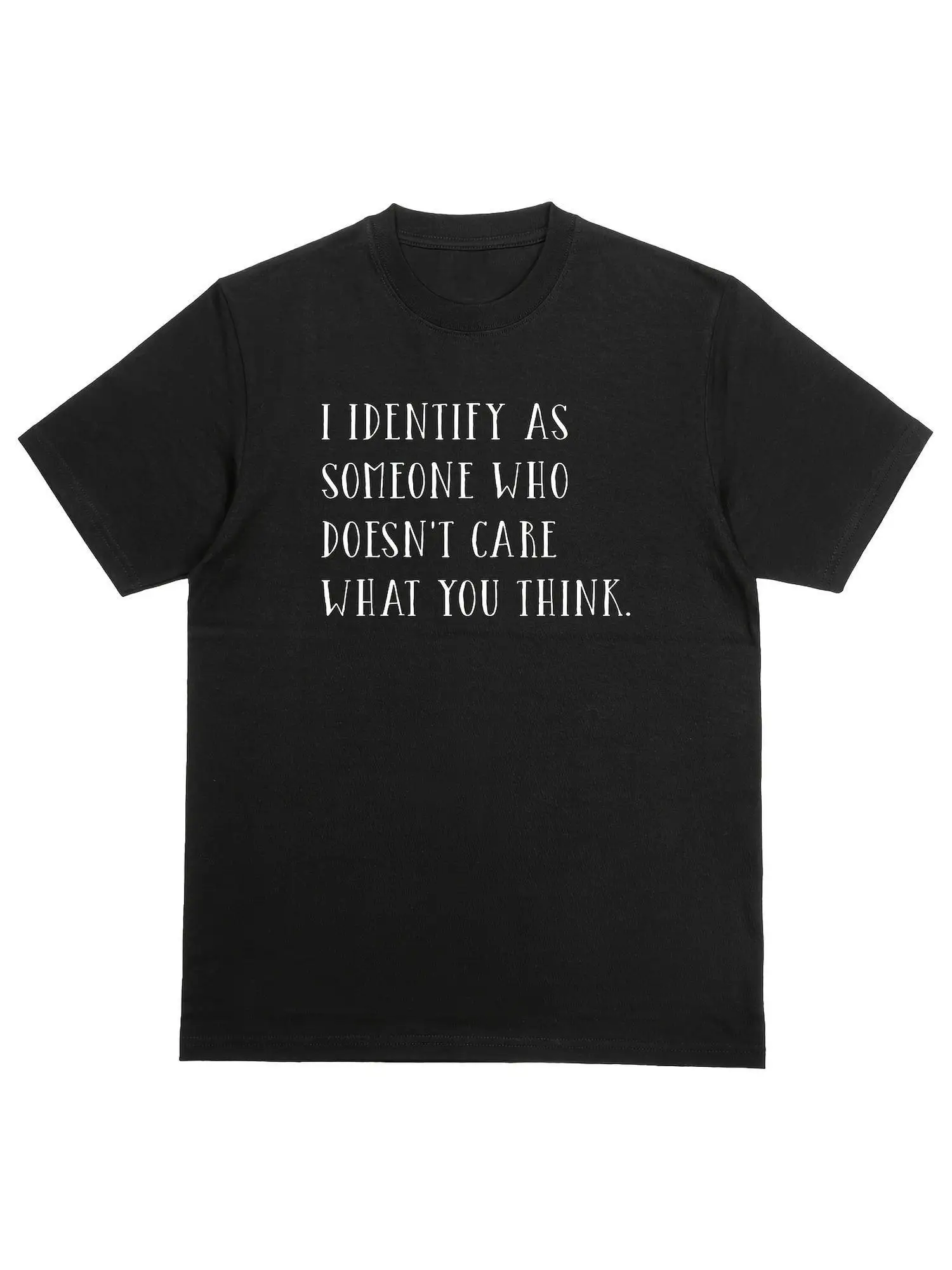 

Мужская массивная футболка «Я идентифицирую себя как кого, кто не уход, что ты за THINK» Повседневная футболка с круглым вырезом и короткими рукавами с принтом