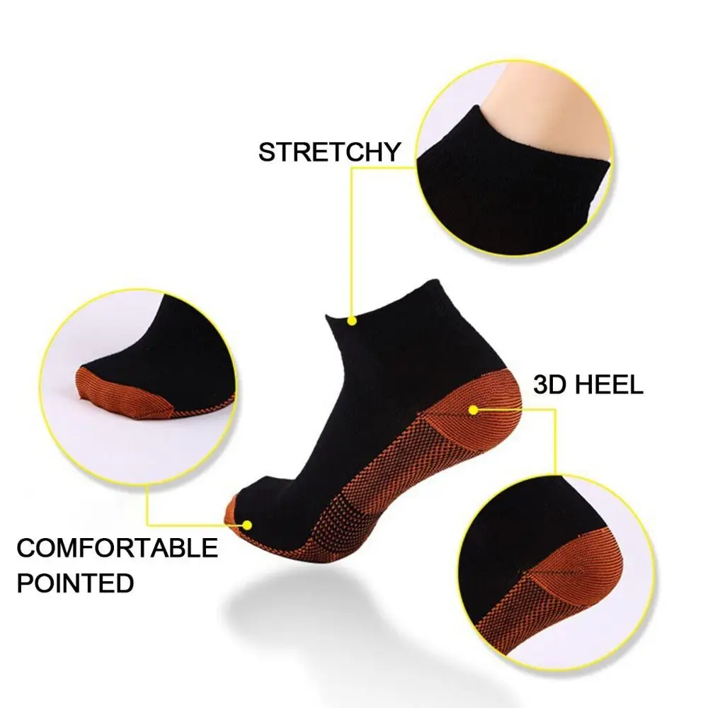 1Pair S/M/L/XL Compression Ankle Support Socks Arch Support Short Tube Plantar Fasciitis Socks Anti-Slip Pain Relief