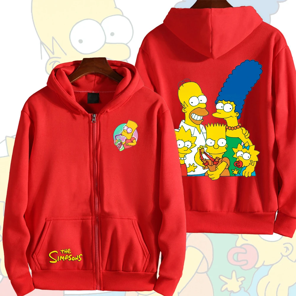 Moletom com Zíper para Homens com Estampa de Desenho Animado, Novo Casual 2026, Moletom para Mulheres The Simpsons, Moda de Primavera e Outono, Jaquet