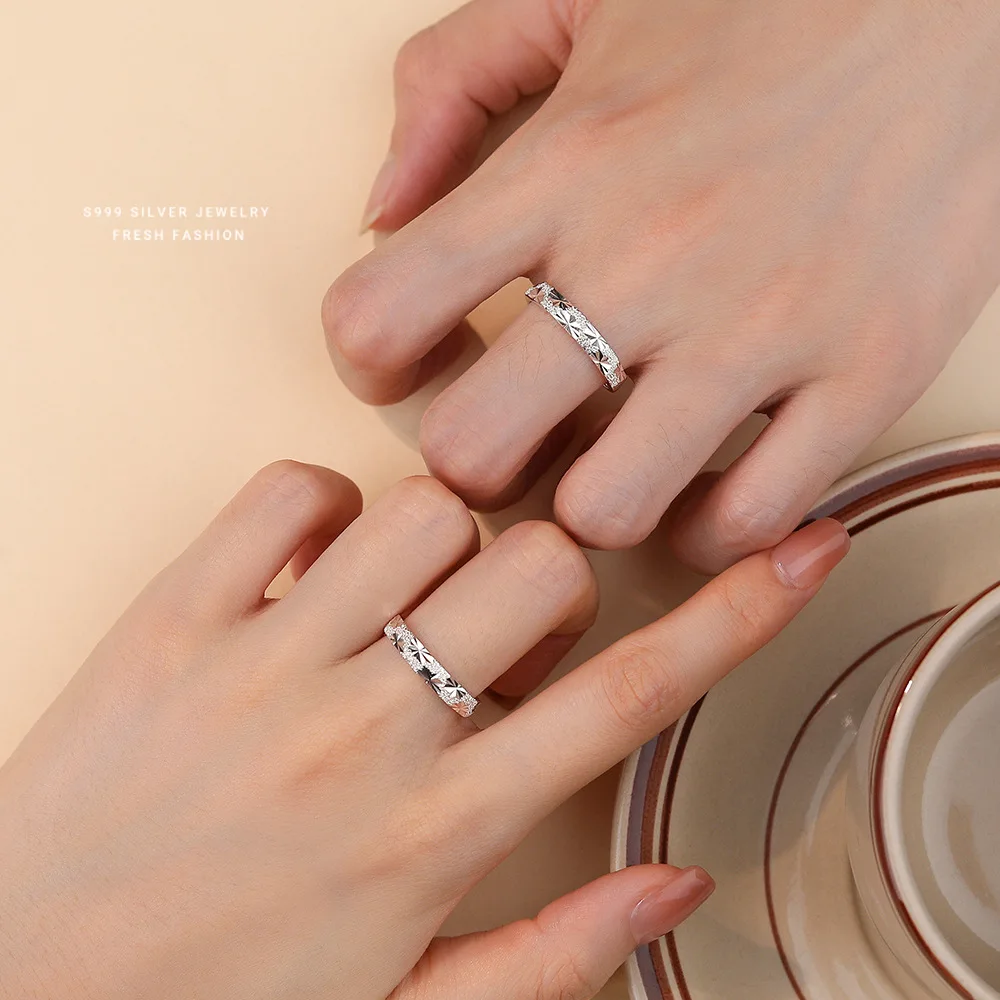 

S999 Sterling Silver Rings for Lovers Wedding Rings Valentine's Day Anniversary Gifts Wholesale