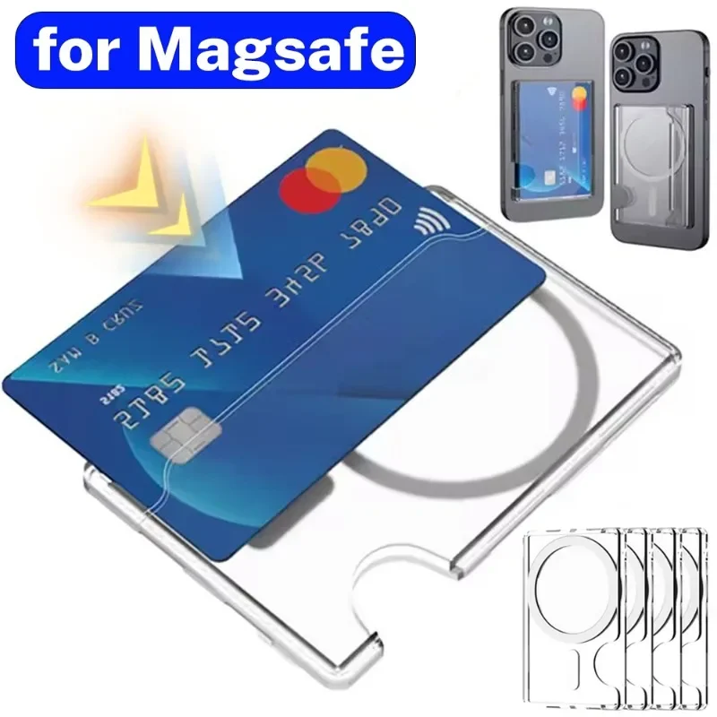 Magnetic Clear Wallet Card Holder for Magsafe Case for IPhone 16/15/14 Samsung Galaxy S25 Ultra Phone Magnet Card Slots Cover