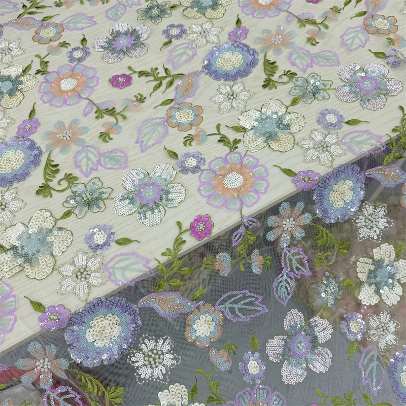 

1 ярд, марлевая ткань с бусинами, разноцветные цветы, блестки, сделай сам, украшение, стильная ткань для свадебного платья, материал для выступлений